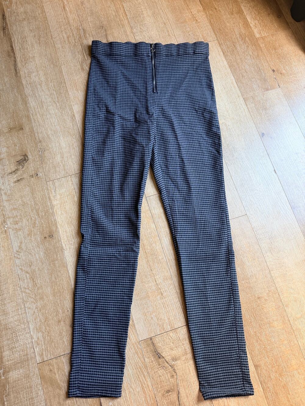 Garage zip front gingham pull on pant